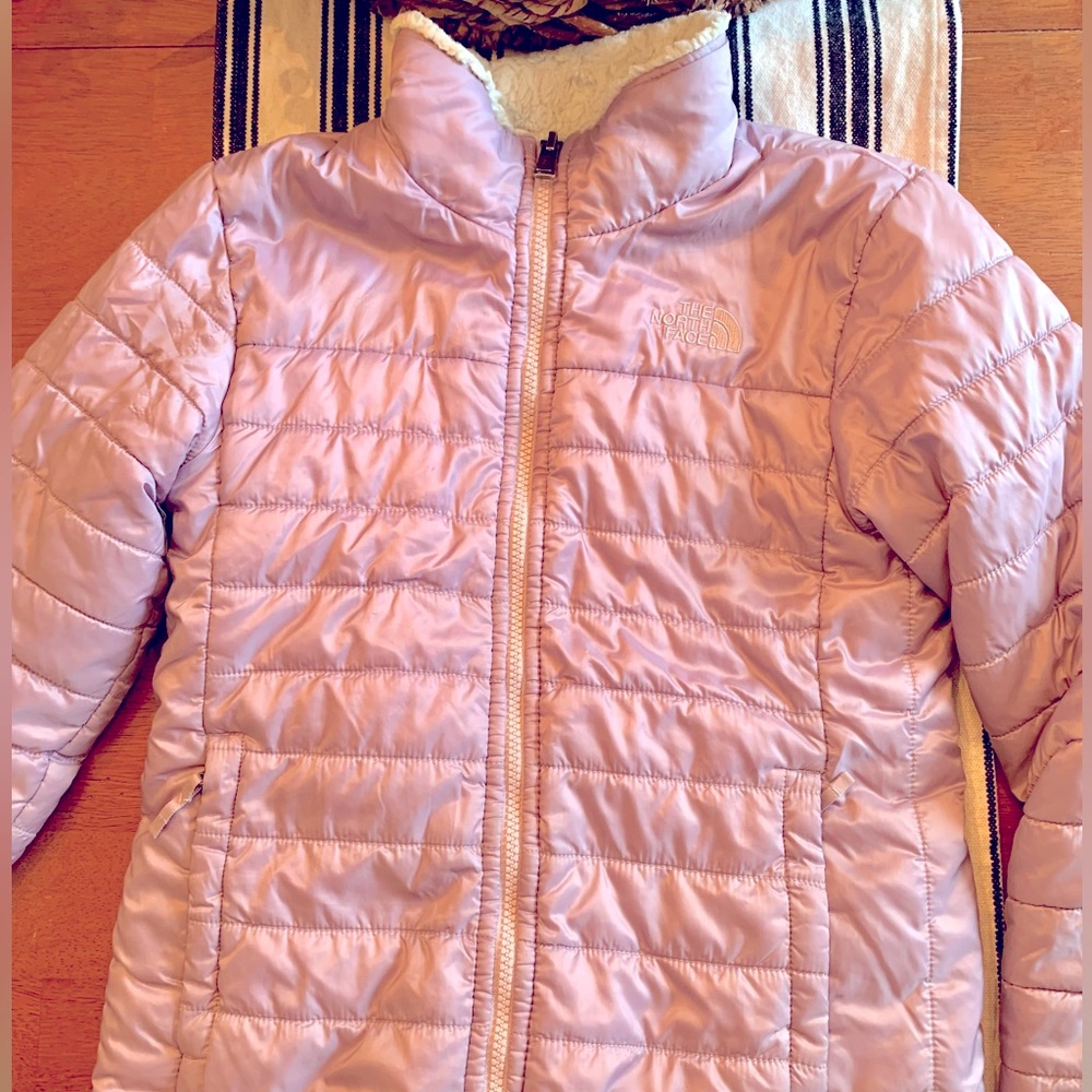 North Face Mossbud- Lavender/white reversible coat
